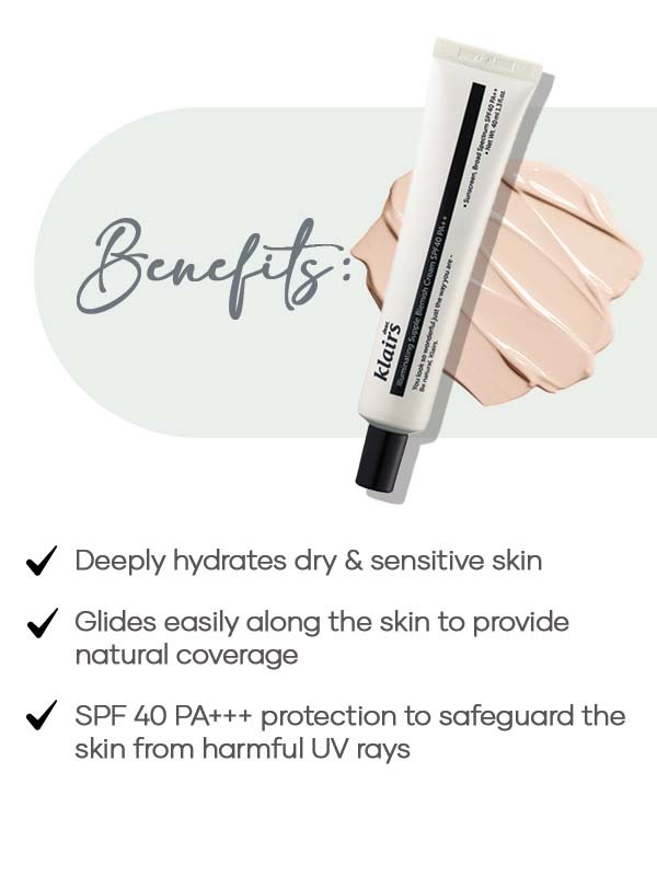 Benefits of Dear Klairs Illuminating Supple Blemish Cream - - Deeply hydrates dry & sensitive skin - Glides easily along the skin to provide natural coverage SPF 40 PA+++ protection to safeguard the skin from harmful UV rays