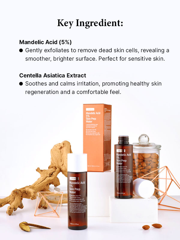 The key ingredients used in the By Wishtrend Mandelic Acid 5% Prep Water that helps to battle hyperpigmentation, dull skin and uneven skin tone.