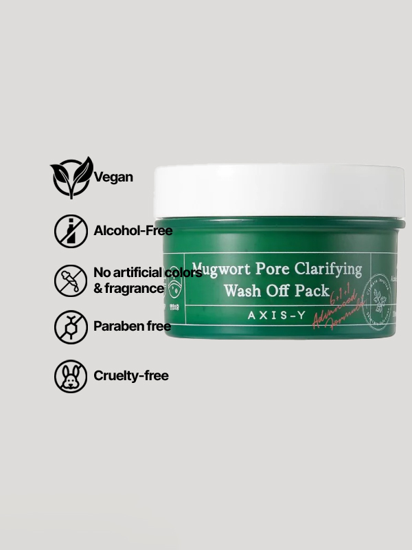 image showing values of AXIS-Y Mugwort Pore Clarifying Wash Off Pack