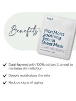 What are the benefits of Klairs Rich Moist Soothing Tencel Sheet Mask - - Dual-layered with 100% cotton & tencel to minimize skin irritation - Deeply moisturizes the skin - Reduce signs of aging
