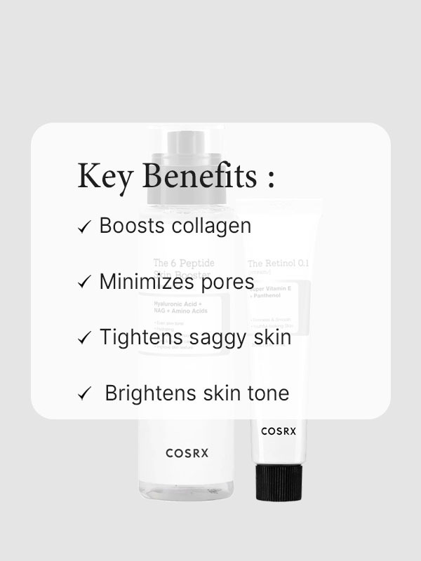 Key benefits of COSRX The 6 Peptide Skin Booster Serum and COSRX The Retinol 0.1 Cream