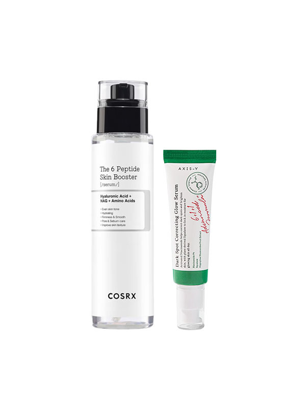 A two-step Korean skincare routine set for hyperpigmentation, dark spots, uneven skin tone and melasma.