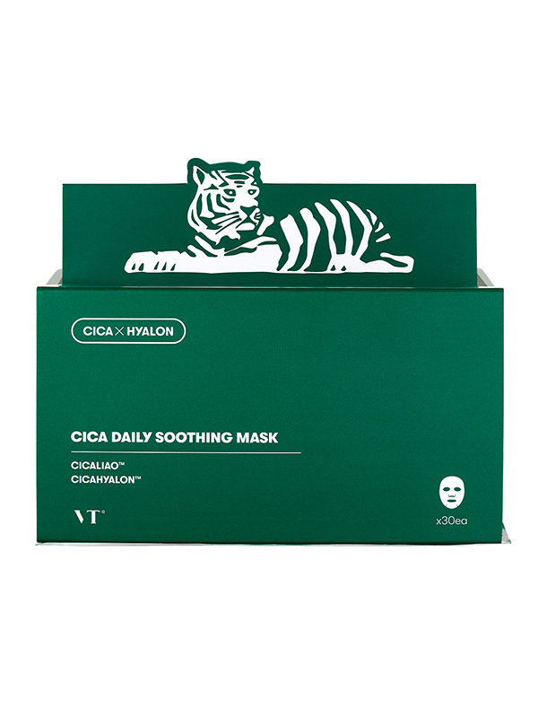 VT Cica Daily Soothing Mask. Hydrate and soothe dry, irritated skin with the Cica Daily Soothing Mask. Each sheet is infused with cica-derived ingredients for hydration and calming relief.