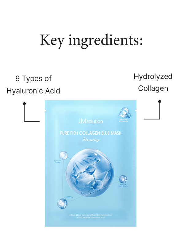 Key ingredients in JMsolution Pure Fish Collagen Blue Mask 30ml