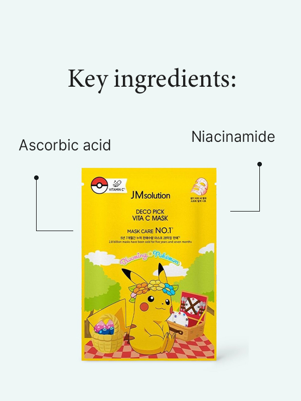 Key Ingredients for JMSolution Deco Pick Vita C Mask (Pikachu) (Limited)