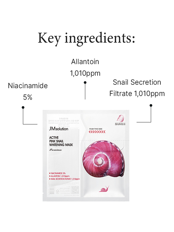 Key ingredients in JMsolution Active Pink Snail Whitening Mask (Premium)