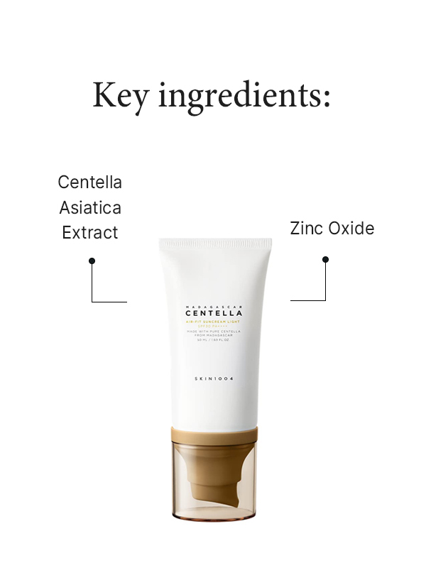 Key ingredients in SKIN1004 Madagascar Centella Air-Fit Suncream Light (50ml)