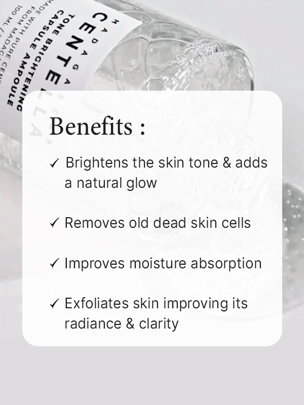 Key/top benefits in SKIN1004 Madagascar Centella Tone Brightening Capsule Ampoule (100ml)
