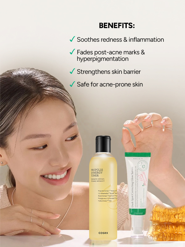 Skin-Repairing Glow-Reviving Combo | COSRX-Propolis-Toner Axis-Y-Dark-Spot-Serum