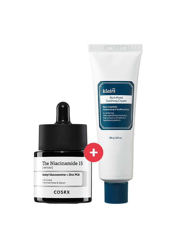 Calming Oil-Controlling & Barrier-Repairing Duo | COSRX-The-Niacinamide-15, Klairs Rich Moist Soothing